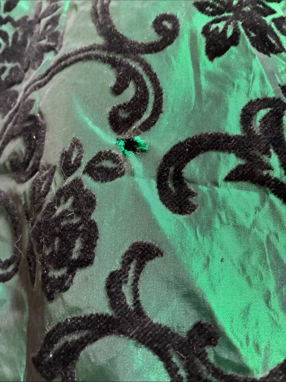 Gunne sax Black & Emerald Green Velvet Bodice Floral Skirt Party Dress